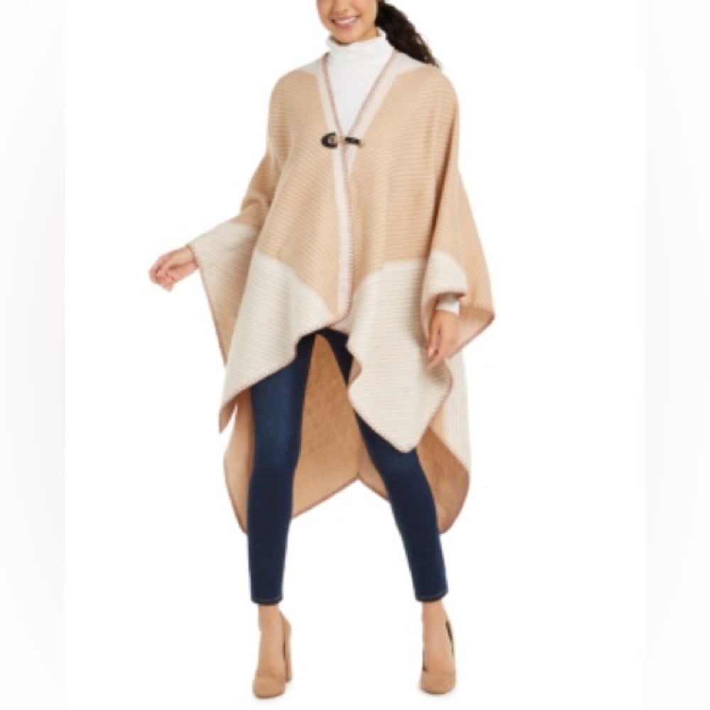 Vince Camuto Womens Colorblocked Topper Beige, NWT, Oversized